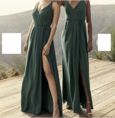Slit Side Bridesmaid Dresses Spaghetti Straps Chiffon
