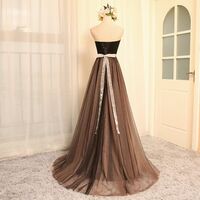 sweetheart Neck Strapless Tulle Long Dress Guest Dress Youth Graduation Dress - Thumbnail 1