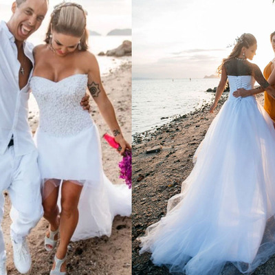 Beach Wedding Dresses Bridal Gown with Pears Sweetheart