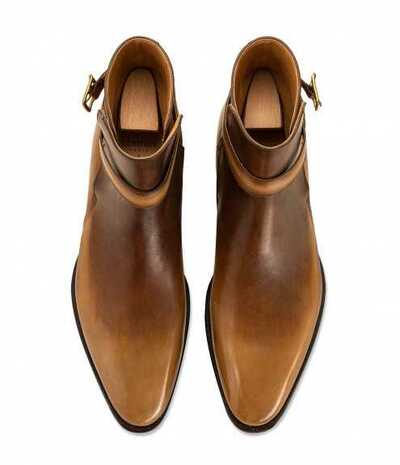 Handmade Men Old Wood Calf Leather Jodhpur Boot