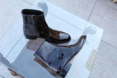 Handmade Classic Black Patent Leather Zipper Style Jodhpur Dress Boot