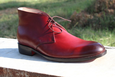 Handmade Red Genuine Leather Chukka Boot