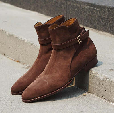 New Handmade Brown Suede Monk Strap Jodhpur Boot For Mens