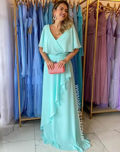 Elegant Blue Chiffon Mother Of the Bride/Groom Dress Evening Formal Dress