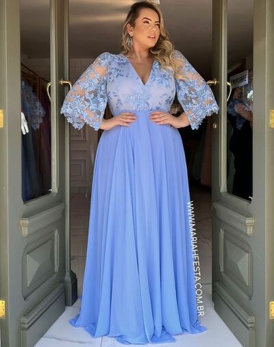 Plus Size Blue Lace Mother of the Bride /Groom Dresses Evening Formal Dress