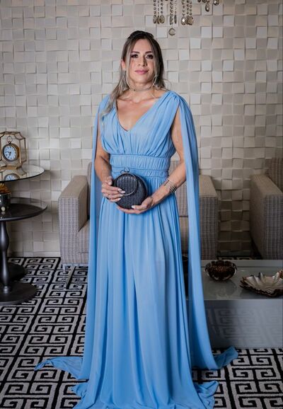 Eleghant Blue Chiffon Sheath Mother of the Bride /Groom Dresses Evening Formal Dress