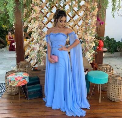 Eleghant Sky Blue Sheath Long Sleeve Mother of the Bride /Groom Dresses Evening Formal Dress