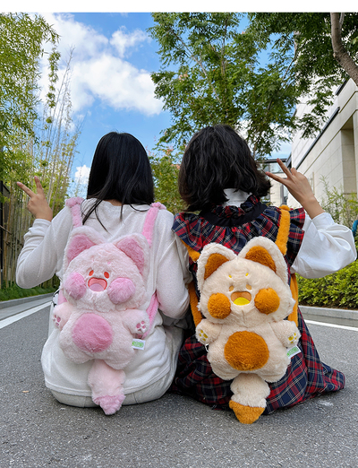 Cute Doodle Cat Plush Backpack