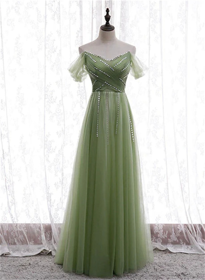 Light Green Beaded Sweetheart Long Party Dress Green Formal Dress Prom Dress