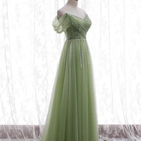 Light Green Beaded Sweetheart Long Party Dress Green Formal Dress Prom Dress  - Thumbnail 1
