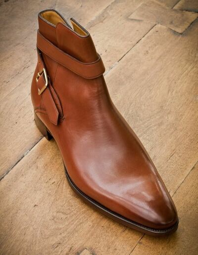 Brown Color Magnificiant Leather Handmade High Ankle Jodhpur Buckle Strap Boots