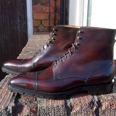 Urban Commando Ankle High Lace up Boot in Warm Oak Patina