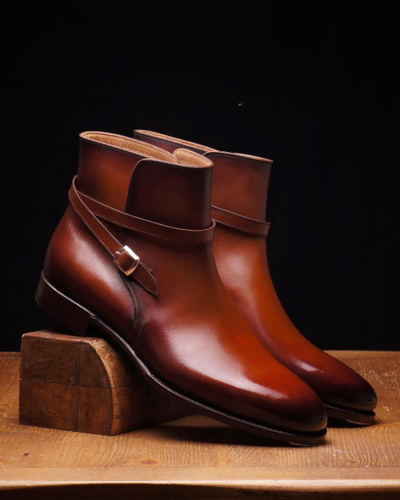 Handmade Brown Leather Strap Jodhpur Boot