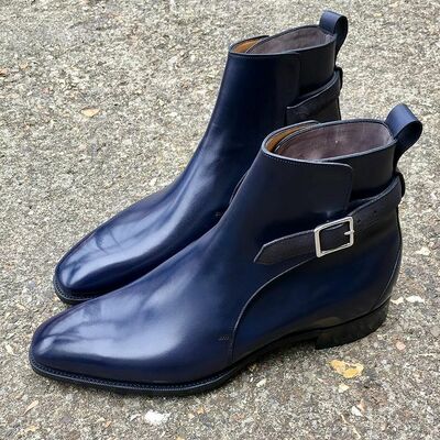 Navy Blue Calf Leather Jodhpur Boot