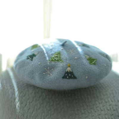 Christmas Berets,Christmas Tree Berets, Wool Felt Hats,Baby Blue Woolen Berets,