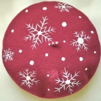 Christmas Berets,Snowflake Pattern Berets, Wool Felt Hats,Burgundy Woolen Berets,  - Thumbnail 1