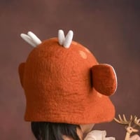 Christmas Hats,Brown Deer Hats, Wool Felt Hats, Elf Hat, Winter Ear Flaps Hat - Thumbnail 5