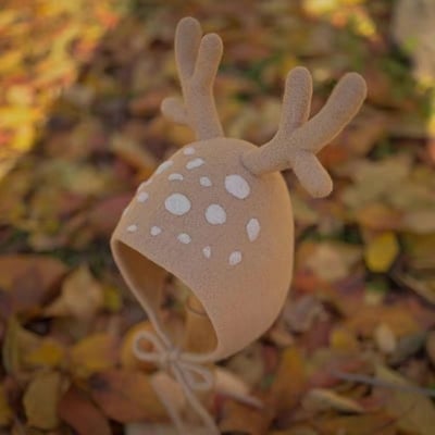 Christmas Hats,Christmas Antlers Hats, Wool Felt Hats, Elf Hat, Winter Ear Flaps Hat