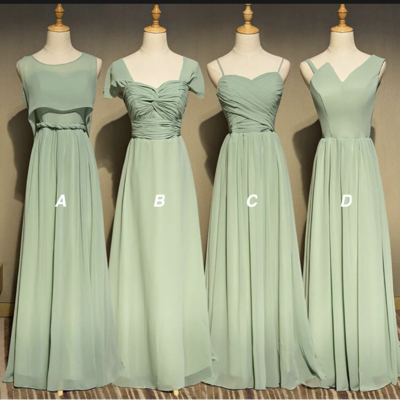 Sage green bridesmaid dresses for wedding party chiffon - Thumbnail 1