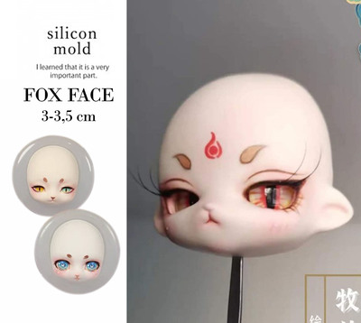 Fox Face Doll Chibi Anime Face Silicone Cake Fondant Chocolate Gum Paste Mold Cake Decorating Polymer Clay Resin Sugar Candy Mold
