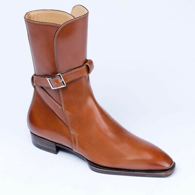 Handmade Brown Leather Jodhpur Strap Boot