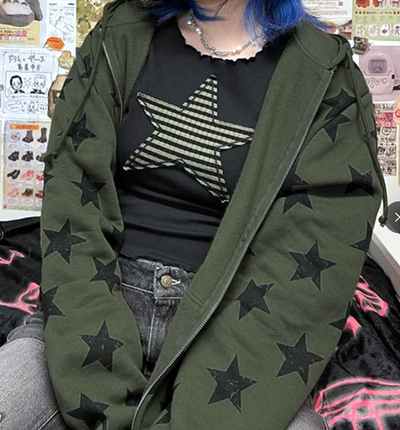 VINTAGE STARS ZIP UP HOODIE