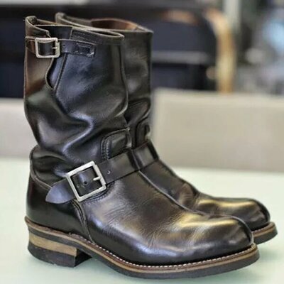 New Handmade Black Long Ankle High Monk Boot