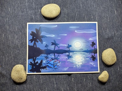 Mola Moonlit Beach Mini Print