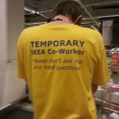 Free Shipping-I K E A TEMPORARY CO-WORKER TEE