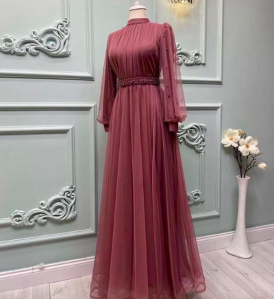 Long Sleeve Prom Dresses, A Line Prom Dresses, Tulle Evening Dresses, Sexy Prom Dresses,