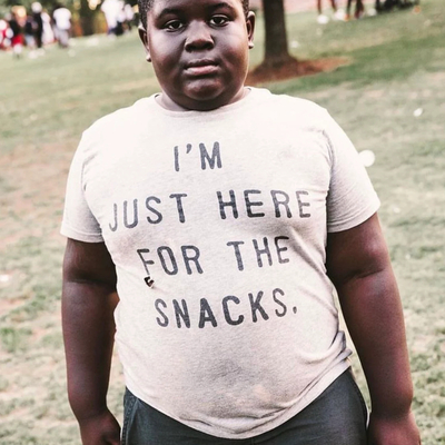 I'm just here for the snacks Cursed T-Shirt in White