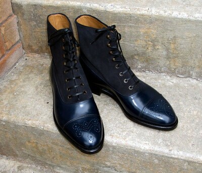 Handmade ankle boots black leather toe cap lace up boots for men formal wear boots custom made on orders