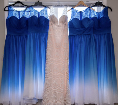 Blue and White Ombre Bridesmaid Dresses for Wedding