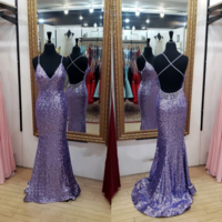 Stunning Mermaid Lavender Sequins Long Evening Dress - Thumbnail 1