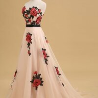 Charming Long Organza Champagne Party Dress - Thumbnail 1