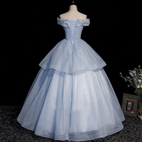 Off Shoulder Blue Formal Dress Costume - Thumbnail 2