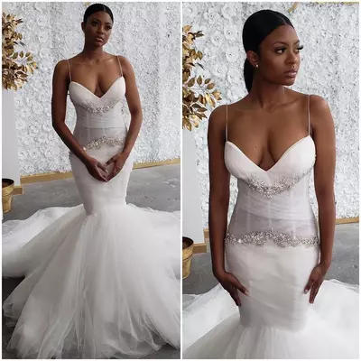 simple cheap sexy wedding dresses spaghetti beaded crystals bridal dresses mermaid wedding gowns