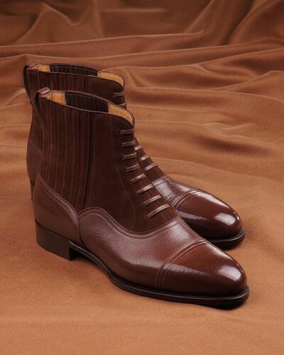 Brown elk and Suede Ankle High Lace up Balmoral Boot