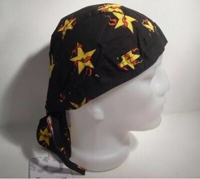Flaming Star Durag Headwrap Hat Bandana Scarf HD2439