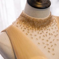 High Neck Evening Dress, Class Long V-neck Dress, Birthday Party Dress - Thumbnail 2