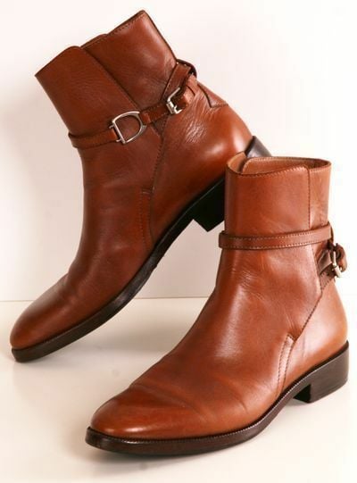 Handmade Men Casual Brown Leather Buckle Strap Ankle Jodhpur Jumper Boots