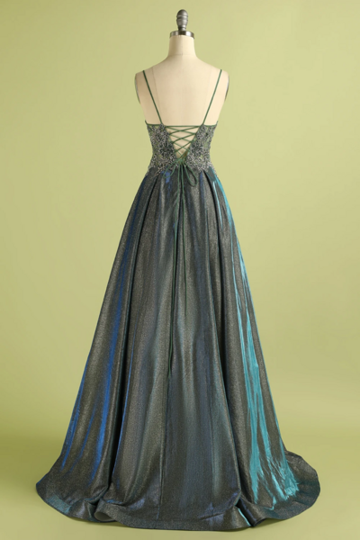 Customize A Line Spaghetti Straps Long Prom Dress Evening Dress