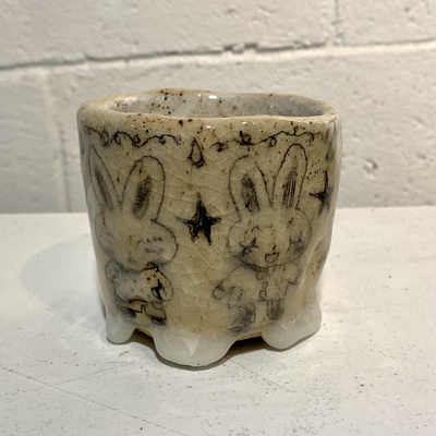 🔴 SOLD "Dripping Bunny Teacup"(2023) by Inika Agarwal