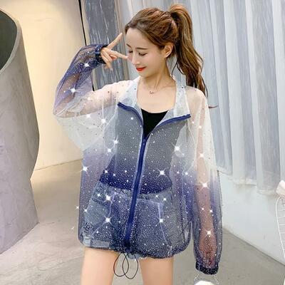Starry sky gradient see-through jacket
