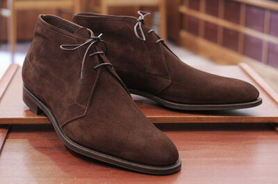 Brown Lace Up Suede Leather Chukka Dress Boots
