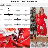 Christmas Dress, Printed Dress, Long Sleeves Dress,Black Dresses,Christmas tree - Thumbnail 8