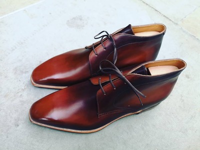 Chukka Boot Hand Patinated in Feuille d'Automne.