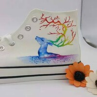 Elk hand painted shoes - Thumbnail 1