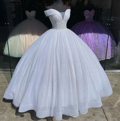 Lace Quinceanera Dresses White Ball Gown Sweet 15 Dresses
