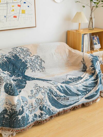 Japanese waves single sofa blanket decoration tapestry leisure blanket